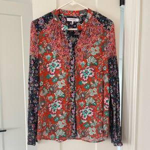 Frame floral print long sleeve blouse